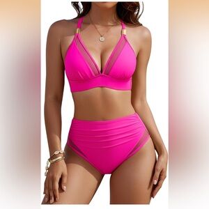 Blooming Jelly Tummy Control Bathing Suit 2 Piece High Waisted Swimsuit L/ 421-9